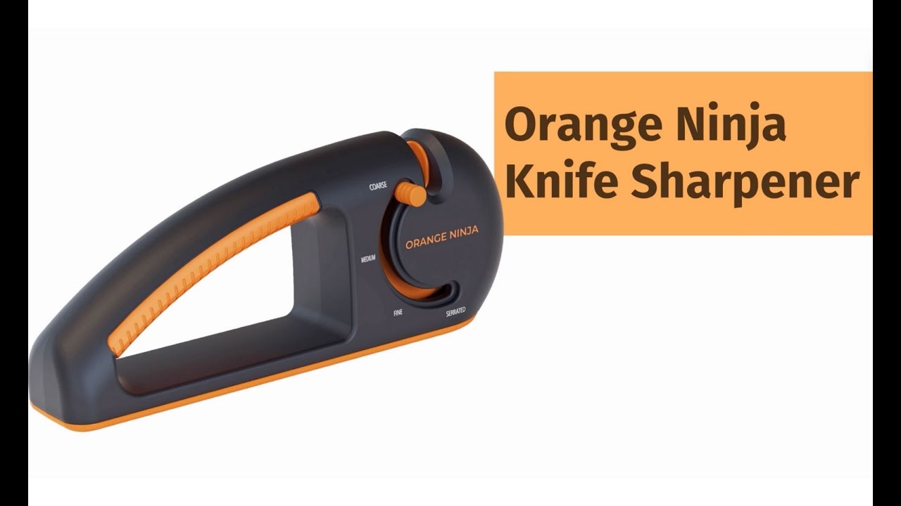 Orange Ninja Knife Sharpeners for Kitchen- 5 Adjustable Sharpening Angle-  Premium Quality - Handheld Knives & Pocket Knife Sharpener by Sharp Pebble