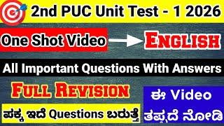 2nd PUC English important questions for unit test 1 2026-27 karnataka FA 1