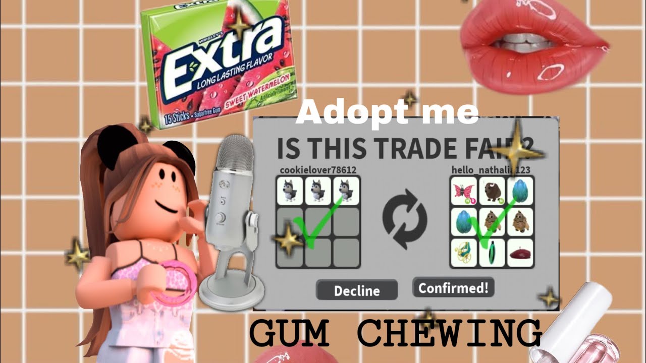 Asmr ADOPT ME~Mouth sounds ~ Gum chewing and  rambling