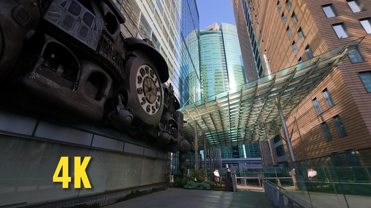 8 AM TOKYO POV | The Ghibli Steampunk Clock in Cyberpunk Shiodome (4K)