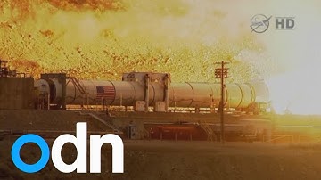 Nasa tests enormous rocket booster in desert in Utah