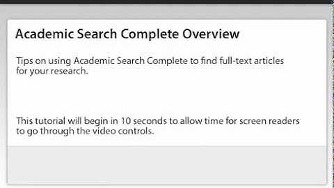 Overview of Academic Search Complete Database