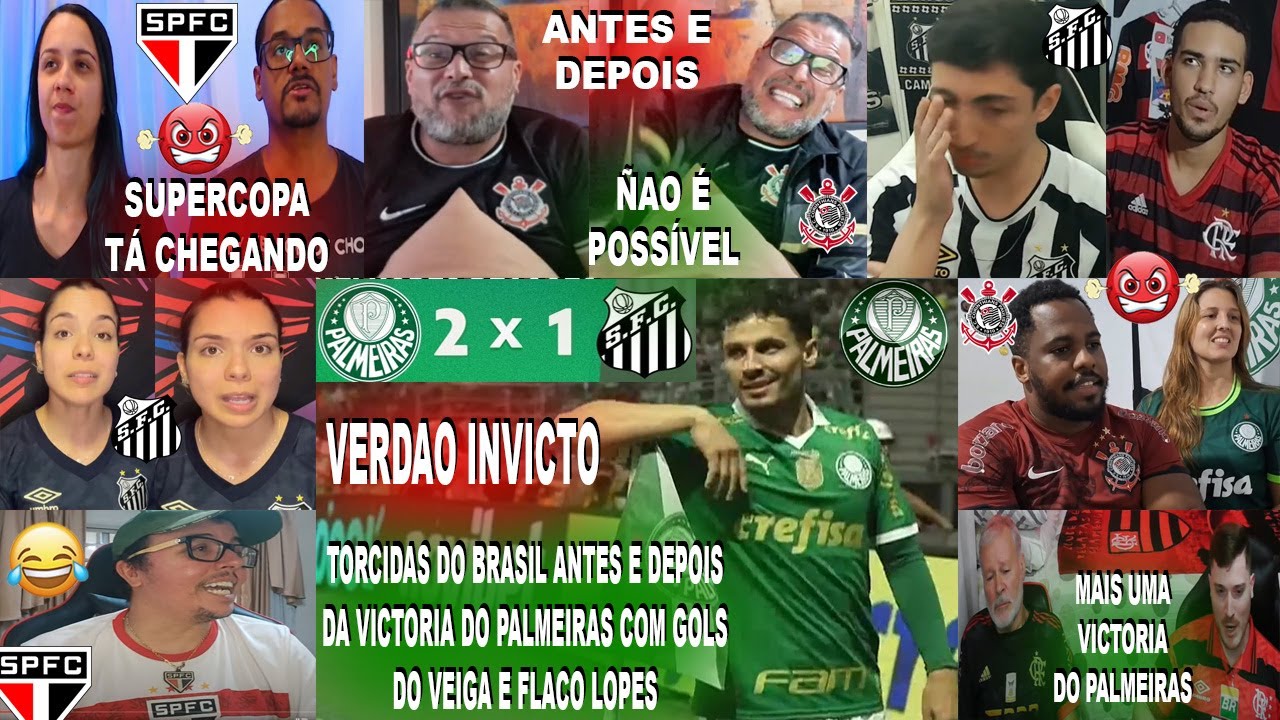 TORCIDAS DO BRASIL ANTES E DEPOIS DO PALMEIRAS 2X1 SANTOS COM GOLS DO ...