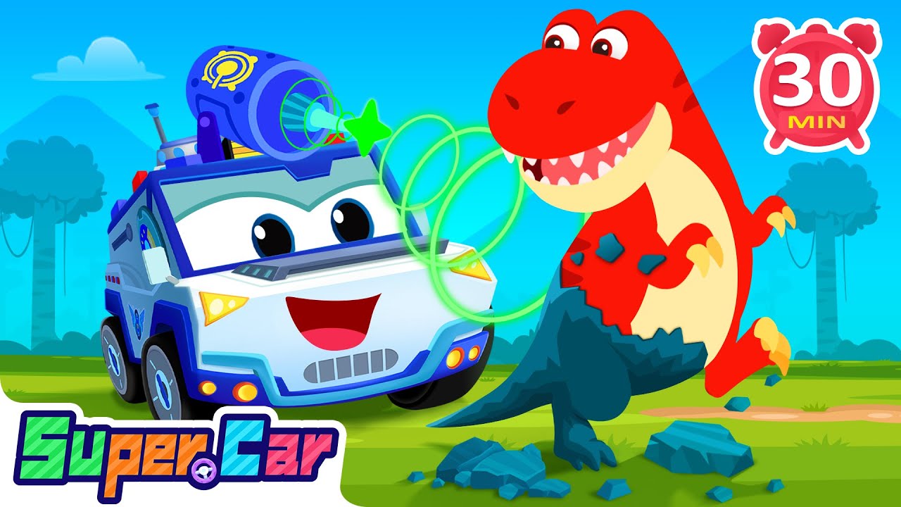 恐龍雕像之謎🦖 | 霸王龍與三角龍🦕 | 🚗超級汽車變身 | 🔊無敵超聲炮 | 車車兒歌 | 汽車卡通片 | 超級汽車
