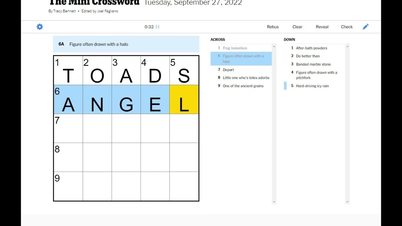 NYT Mini Crossword September 27 2022 Answers YouTube