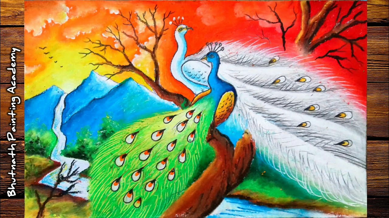 Buy Beautiful Peacock (ART_8295_60574) - Handpainted Art Painting - 14in X  20in Handmade Painting by Pratik Vyas. Code:ART_8295_60574 - Paintings for  Sale online in India.