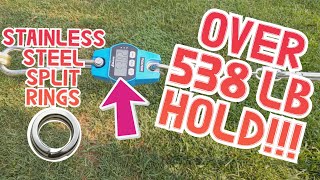 The Tackle Traders - #13 Big Game Fishing Stainless Steel Split Ring WEIGHT RATING TEST - 583+ LBS!!