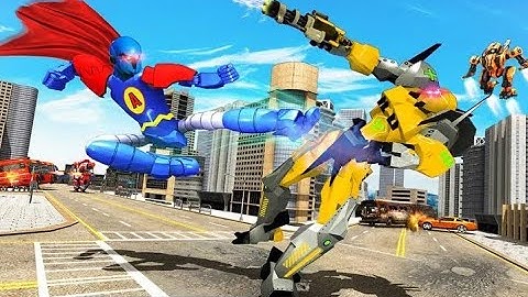 Robot Flying Hero City Rescue Missions | Flying Superman Robot Transform Car - Android GamePlay