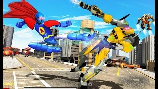 Robot Flying Hero City Rescue Missions | Flying Superman Robot Transform Car - Android GamePlay screenshot 2