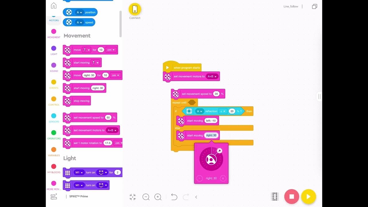 Spike Prime line following with the color sensor and creating a 