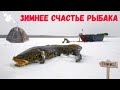 Зимнее счастье рыбака! Поход на лесное озеро / Fishing! Hike to the forest lake.