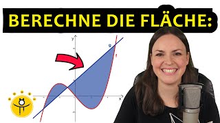 FLÄCHE zwischen 2 Funktionen berechnen – 3 Schnittpunkte Flächenberechnung Integral