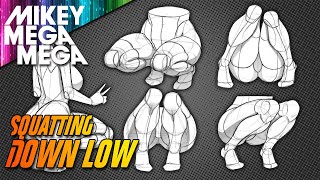 SQUATTING POSE &amp; BENT KNEE Leg Mapping (How To Draw)