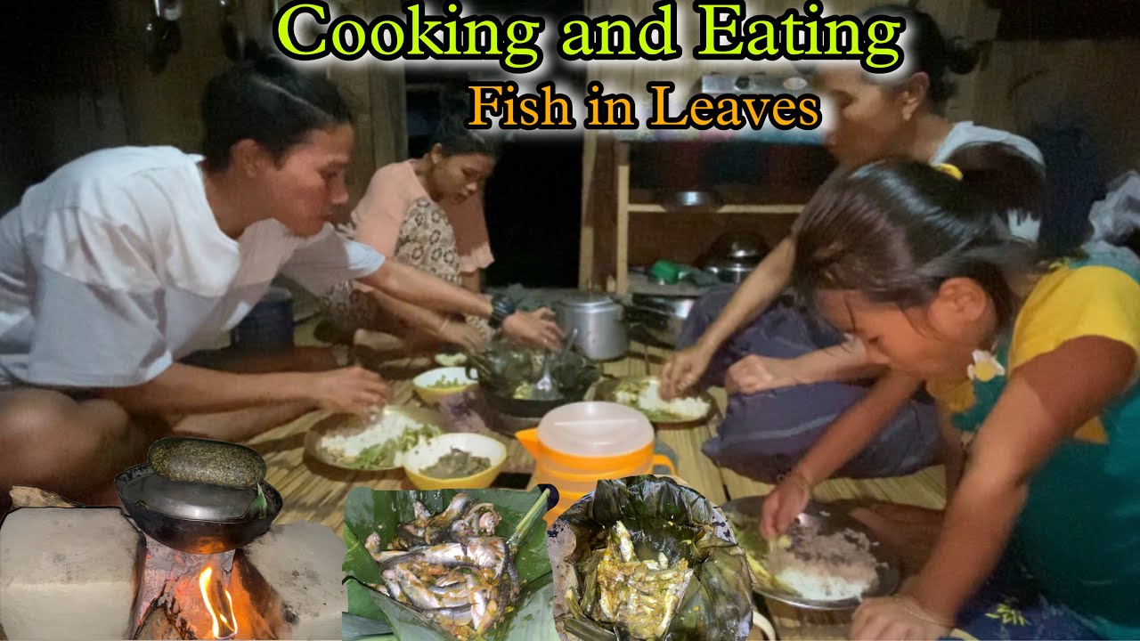 Cooking and Eating Fish in Leaves || Traditional Fish Curry || Village Life