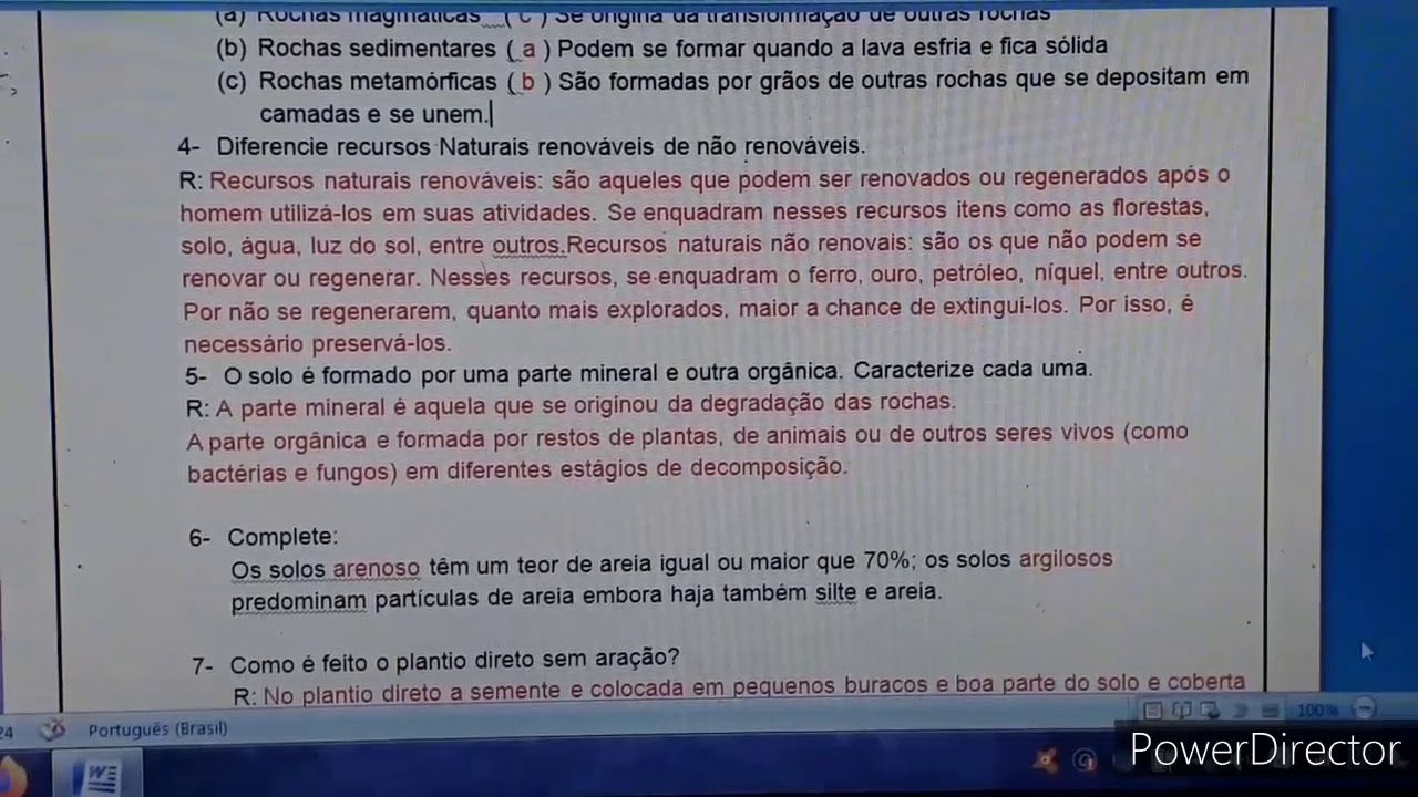 Correção dos exercícios da revisão pedagógica Modulo I - Ciências.