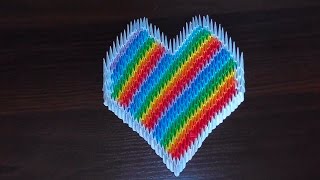 How to make a paper rainbow heart. 3D origami tutorial