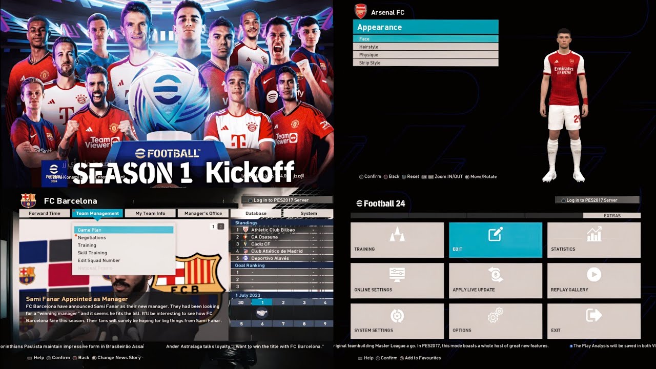 PES 2017 NEW GRAPHIC MENU EFOOTBALL 2024 / SEASON 1 KICKOFF - YouTube
