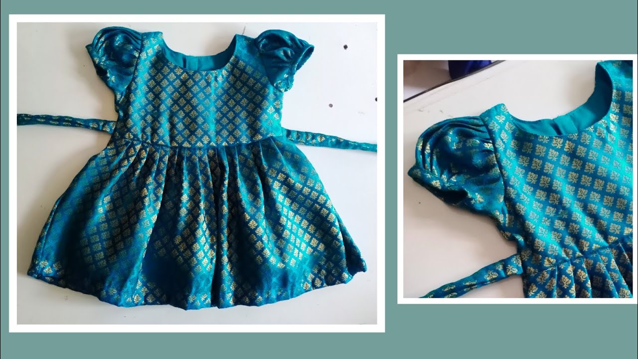 Cute baby girl frock cutting and stitching / Balloon sleeves baby frock
