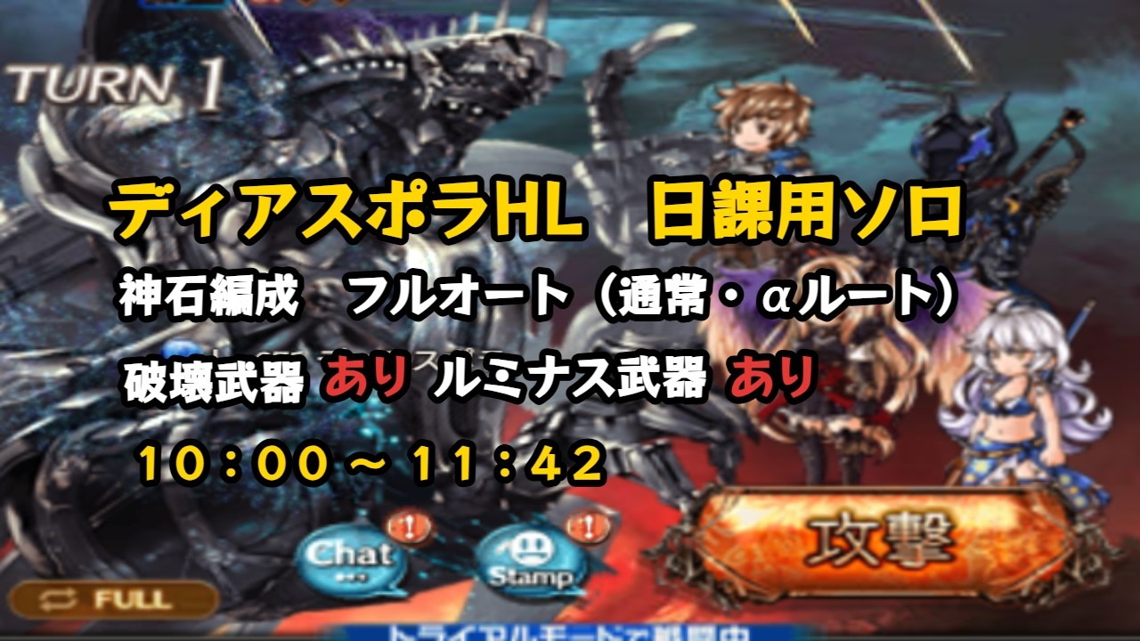 ディアスポラHL　自発フルオート編成 10:58-11:42【グラブル/GBF】