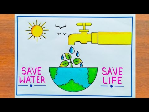 Save water | Save water drawing, Save water poster drawing, Water  conservation poster
