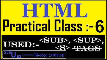 How to Use Subscript & Superscript Sub and Sup tag tag in HTML  S tag in HTML in Bangla