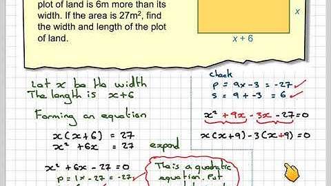 Using quadratic equations to find the dimensions of a rectangle