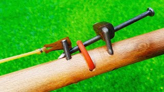 How to Make a Nail Slingshot from Wood and Rubber Tubes | DIY Slingshot Tutorial