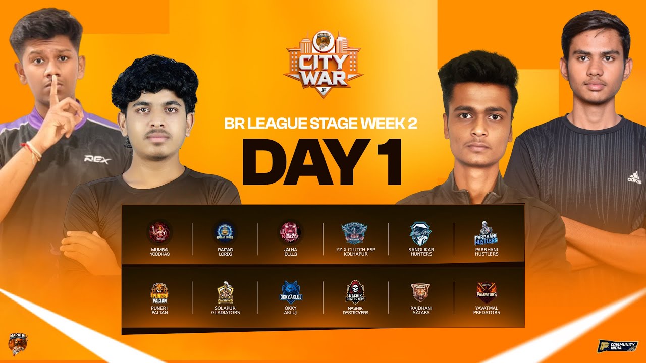 MAHARASHTRA CITY WAR | BR LEAGUE STAGE DAY 1 | WEEK  2 | GROUP A×B 