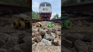 Real Train VS Choo Choo Charles toys l Real On The Railway Track! #train #railroadcrossing #shorts
