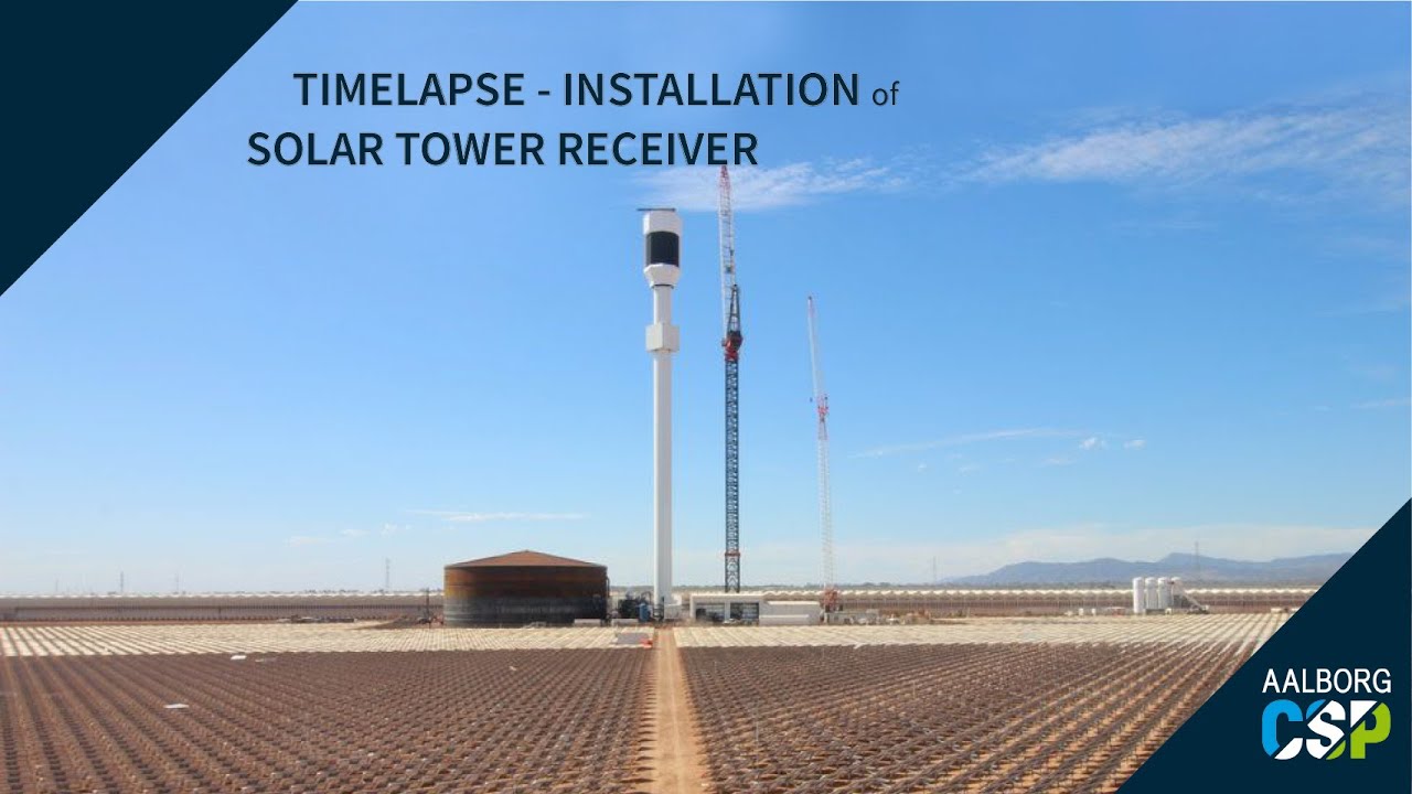 Timelapse - lifting up the top module of the 127m solar tower in South Australia