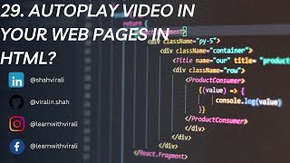 Day 29: Autoplaying Muted Video on Web Page Load | Part-2 #video #autoplay #muted  #htmltags #html5