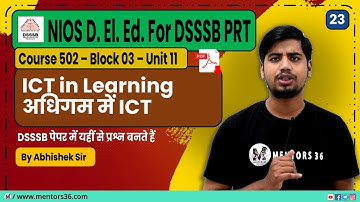 DSSSB PRT - NIOS D. El. Ed. #23 [Course 502 Block 3 - U11] for DSSSB PRT & Other Teaching Exam