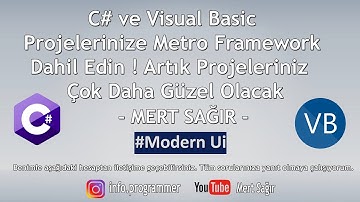 C# ve Visual Basic Projelerine Metroframework dahil etme