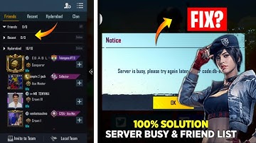 BGMI FRIENDS NOT SHOWING 😱 BGMI LOGIN PROBLEM 🔥 SERVER IS BUSY PLEASE TRY AGAIN LATER ERROR CODE DB