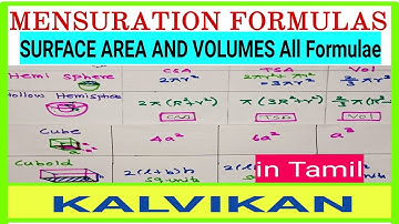 Class 10 Surface Area And Volumes All Formulas In Tamil / Mensuration Formula In Tamil/Class 9 Maths