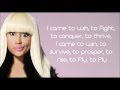 Nicki Minaj - Fly ft. Rihanna (Lyrics On Screen)