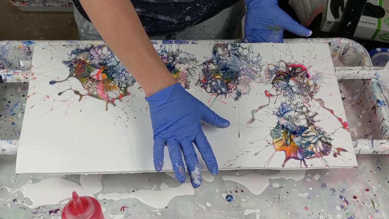 (709) Mallet smash on MDF fluid acrylic pouring