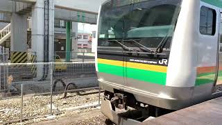 e231系1000番台 宮ヤマu107編成とe233系3000番台宮ヤマ車発車シーン