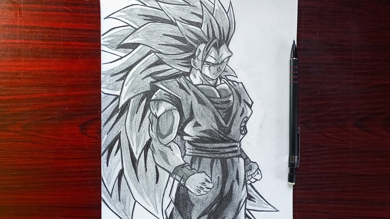 pencil sketch | how to Draw Goku super Saiyan 3 | easy pencil ...