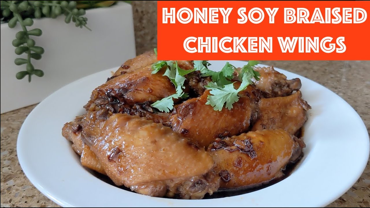 😋 EASY Honey Soy Braised Chicken Wings Recipe 5 Ingredient Chinese