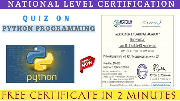 Python Programming E-Quiz | Multiple Choice Quiz  on Python | Programming Quiz Certificate | Python