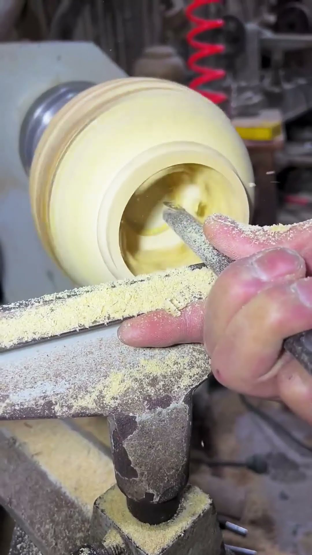 The process of making bamboo POTS by hand