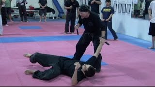 Knife Fighting Takedown Techniques - Knee, Cut, Lock; Self Defense