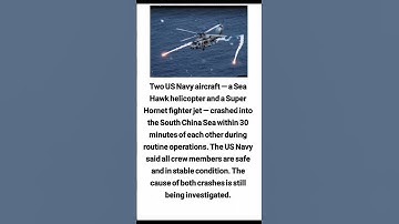 Two US Navy aircraft — a Sea Hawk helicopter and a Super Hornet fighter jet — crashed