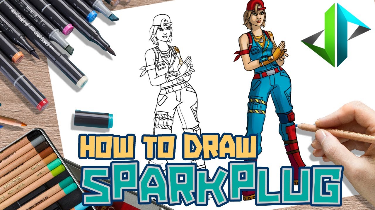 [Drawpedia] How To Draw Sparkplug Skin From Fortnite - Step By Step Drawing Tutorial