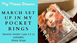 MARCH POCKET RINGS PLANNER SET UP | MOTERM POCKET LUXE 2.O CARAMEL | PLANNER FLIP THRU #pocketrings