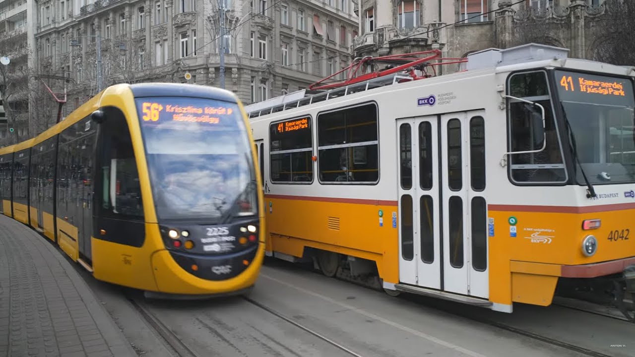Hungary, Budapest, tram 56 ride from Szent Gellért tér - Műegyetem to Hűvösvölgy