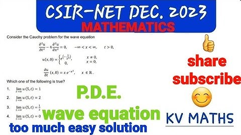 CSIR-NET MATHEMATICS DEC 2023 PDE solution|wave equation by D