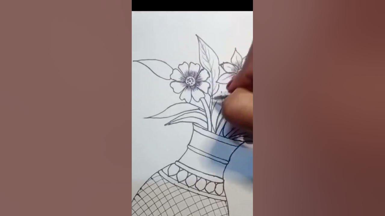 guldaste Ka Chitra pen se banaa hua 👌Flower pot drawing, very easy