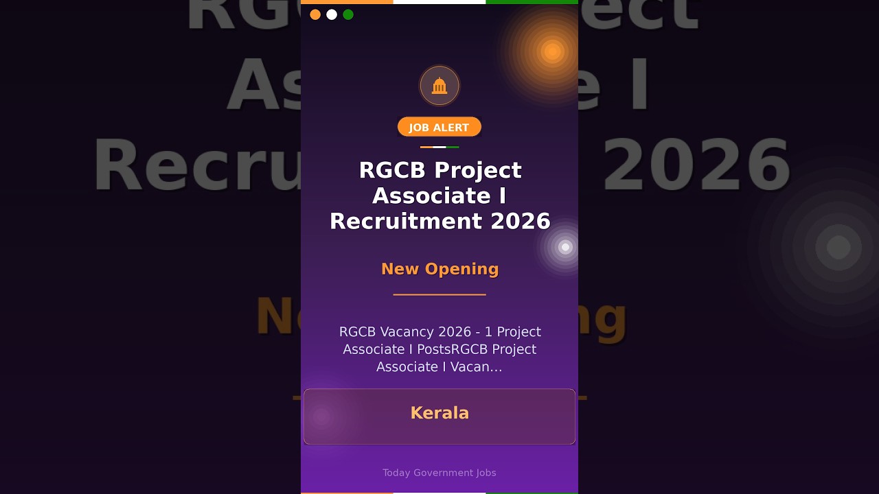 RGCB Project Associate I Recruitment 2026